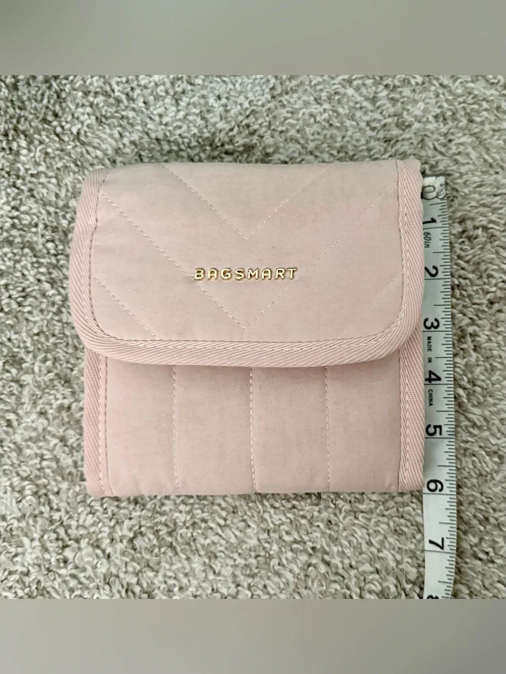 Pink Quilted Travel Jewelry Roll